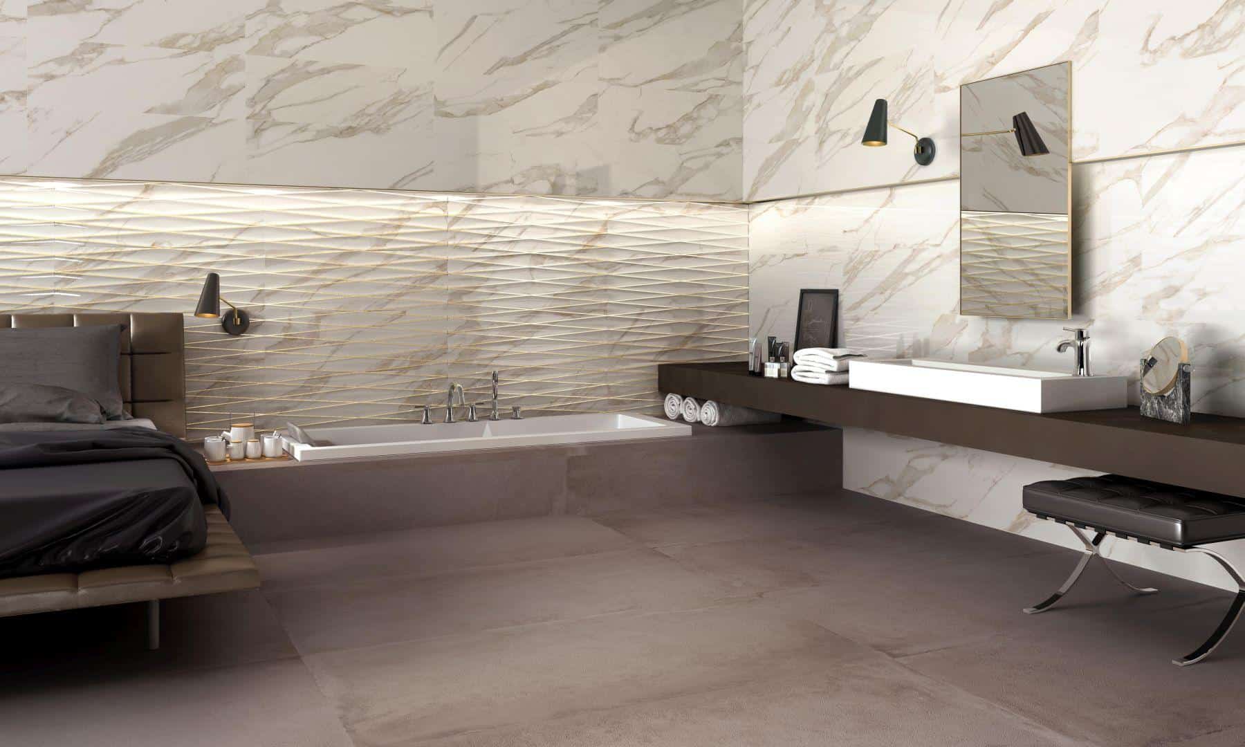 Baie Amenajata cu faianta Calacatta 30.5x91.5