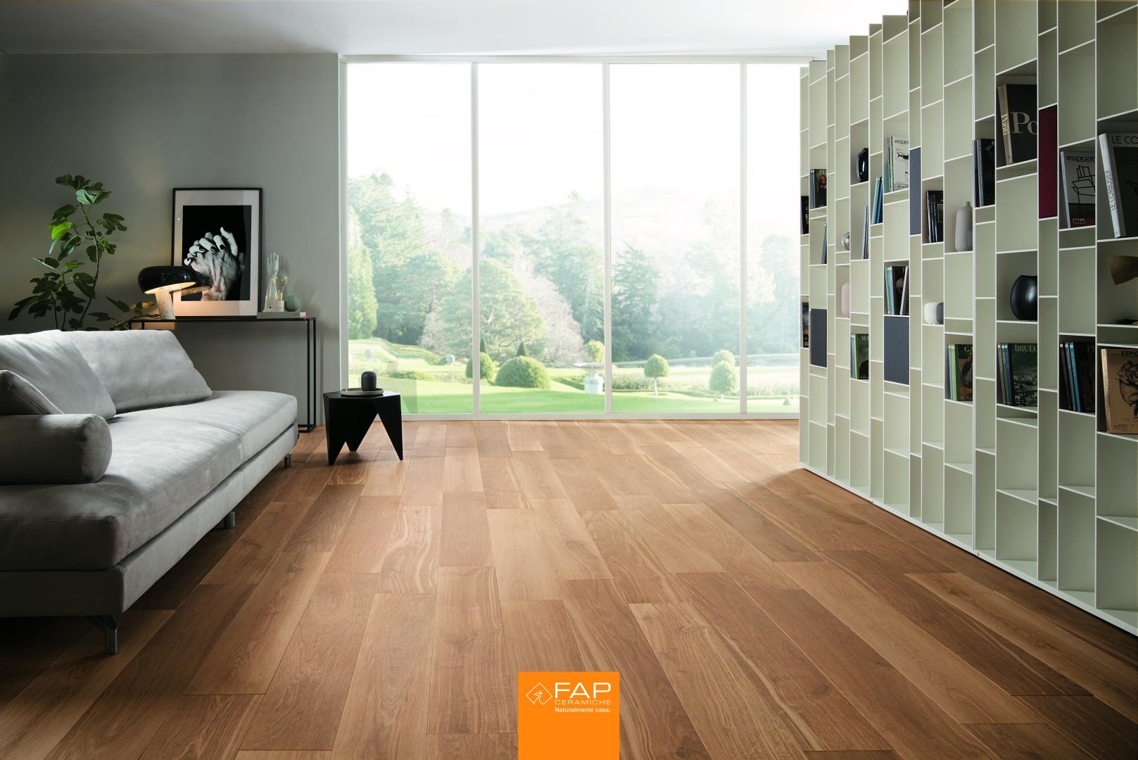 Livign stil nordic cu gresie aspect lemn Living cu gresie aspect lemn Nest Fap