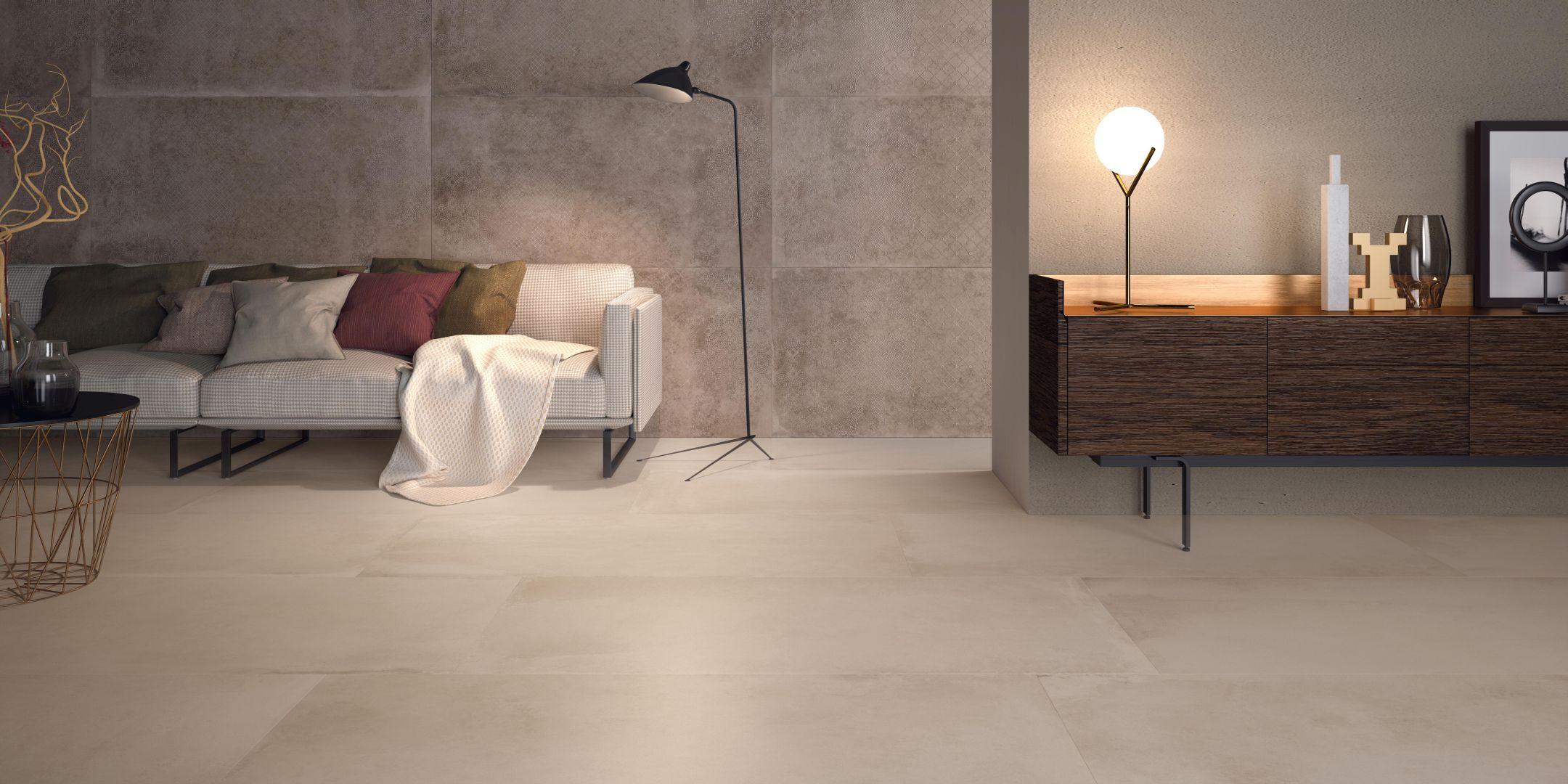 Amenajare living stil nordic Supergres Living amenajat cu gresie aspect piatra