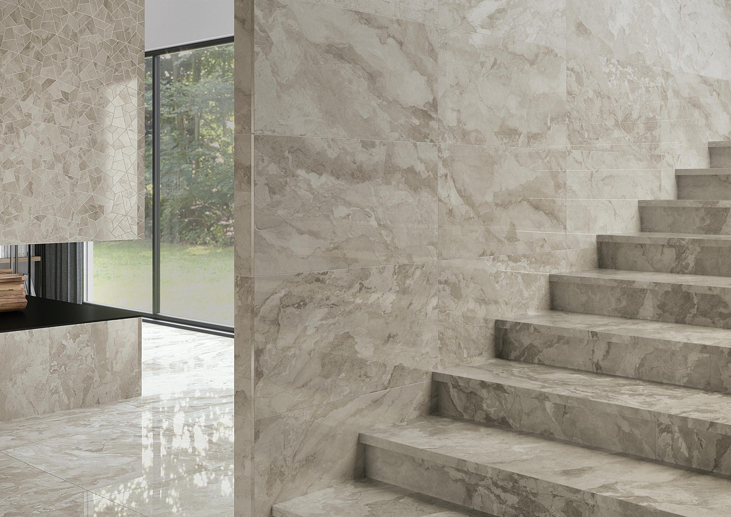 Treapta interioara cu elemente de gresie portelanata 