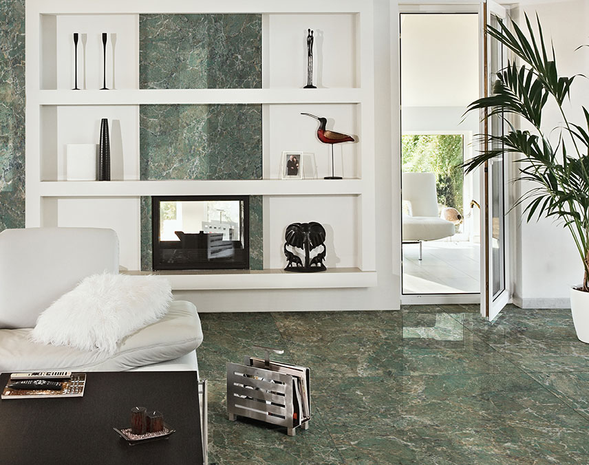 Living cu gresie portlenata Amazzonite