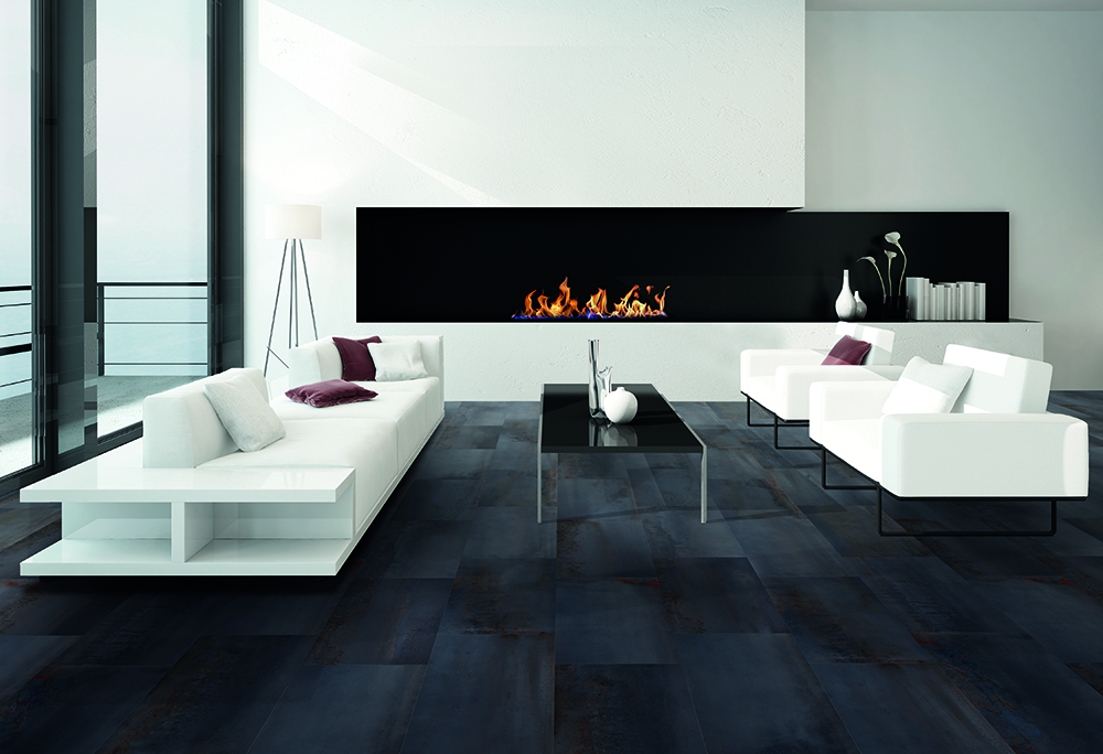 Amenajare living cu gresie aspect metalic EK 