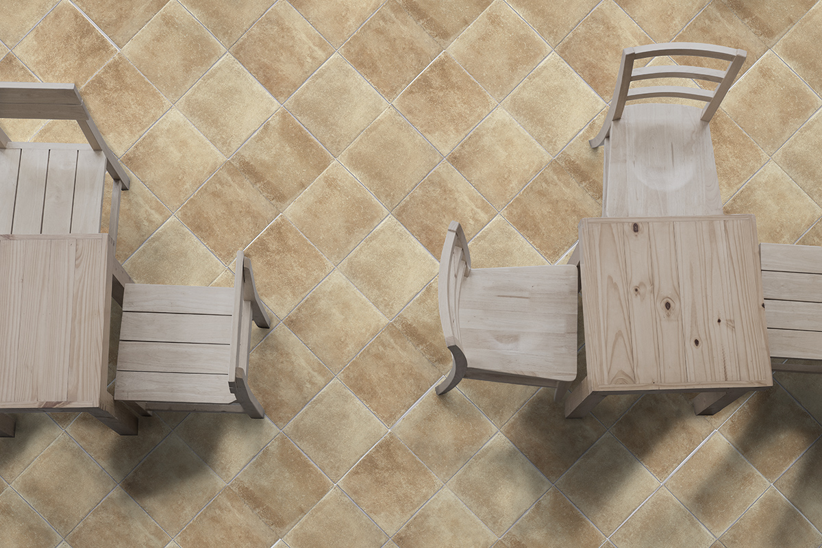 Amenajare pardoseala cu gresie portelanata aspect rustic 