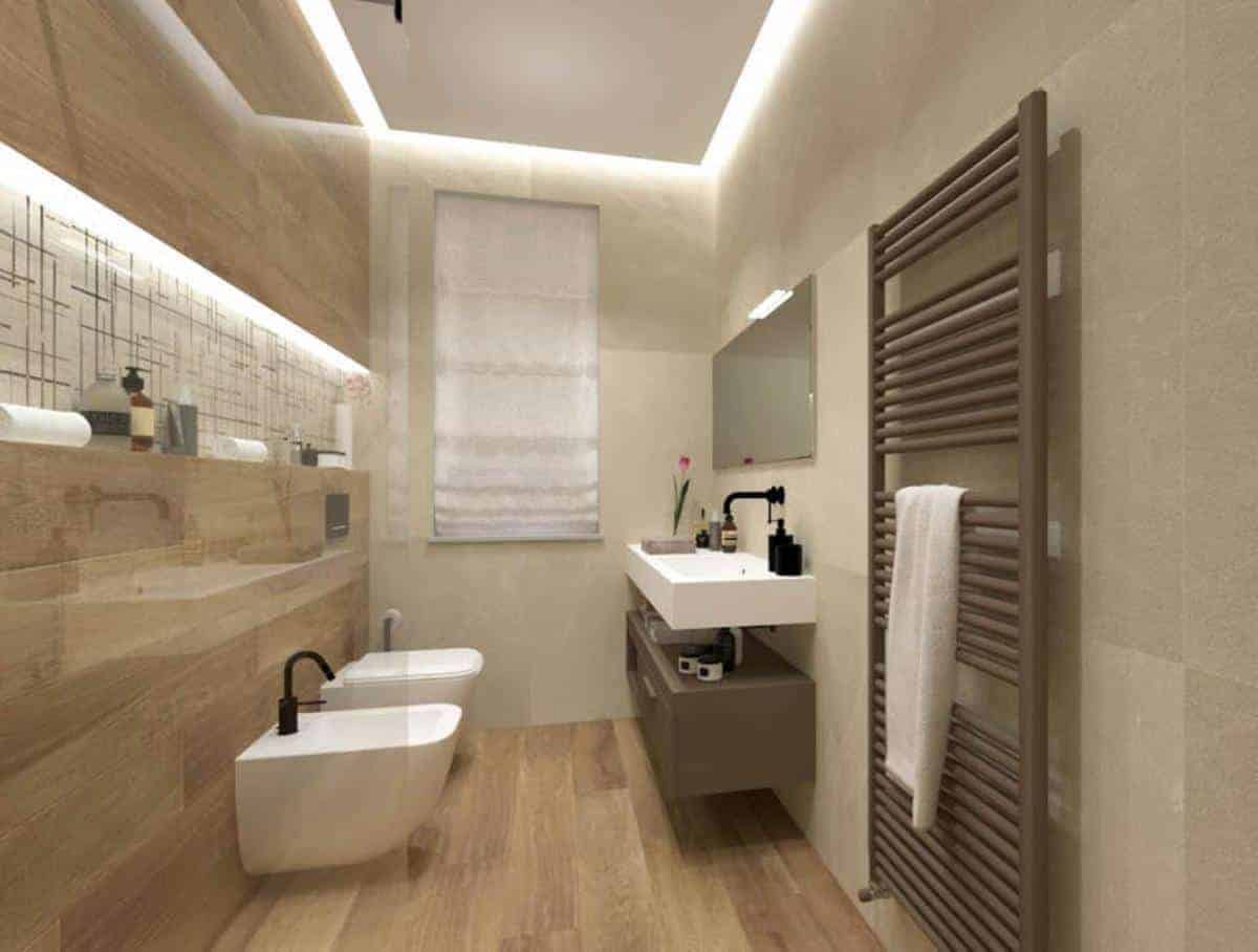 Baie amenajata cu placi de faianta Block