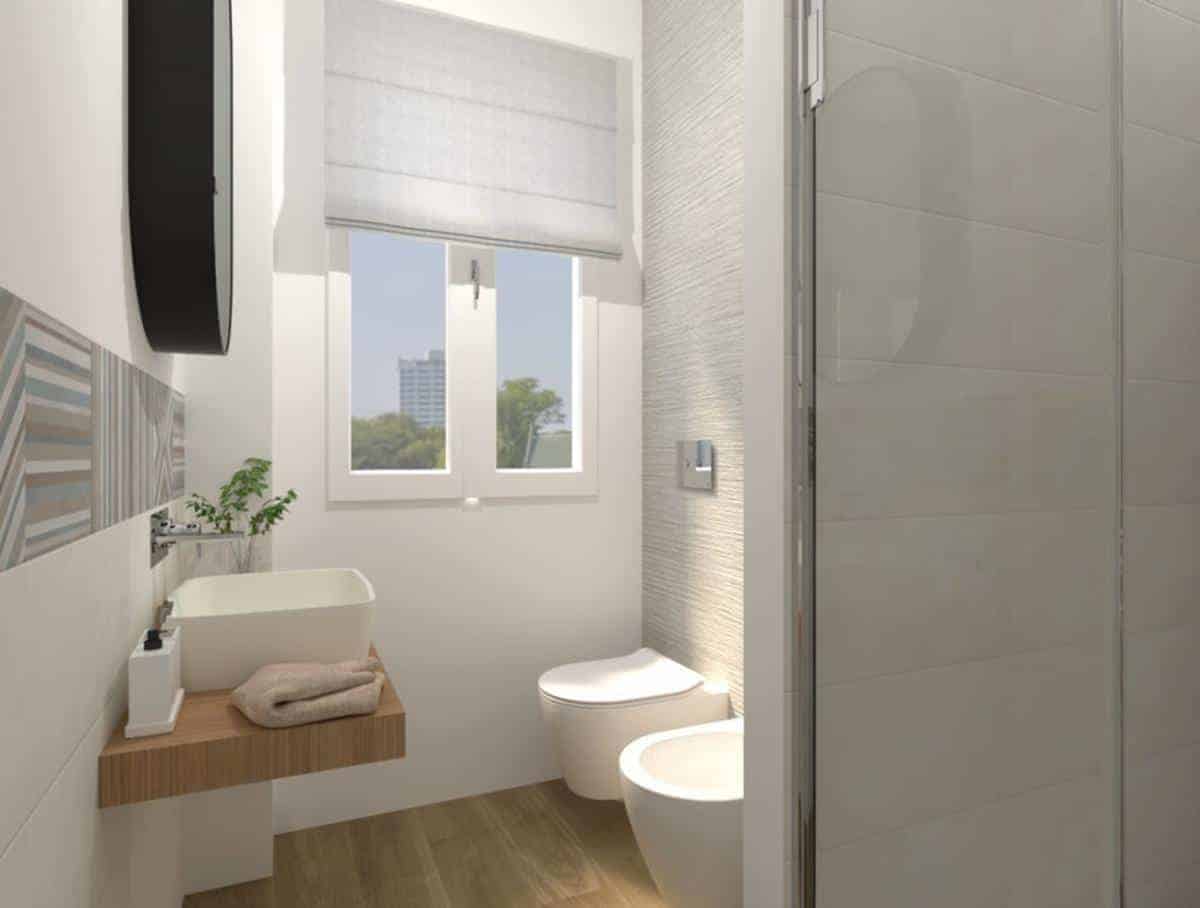 Baie amenajata cu placi de faianta si gresie 