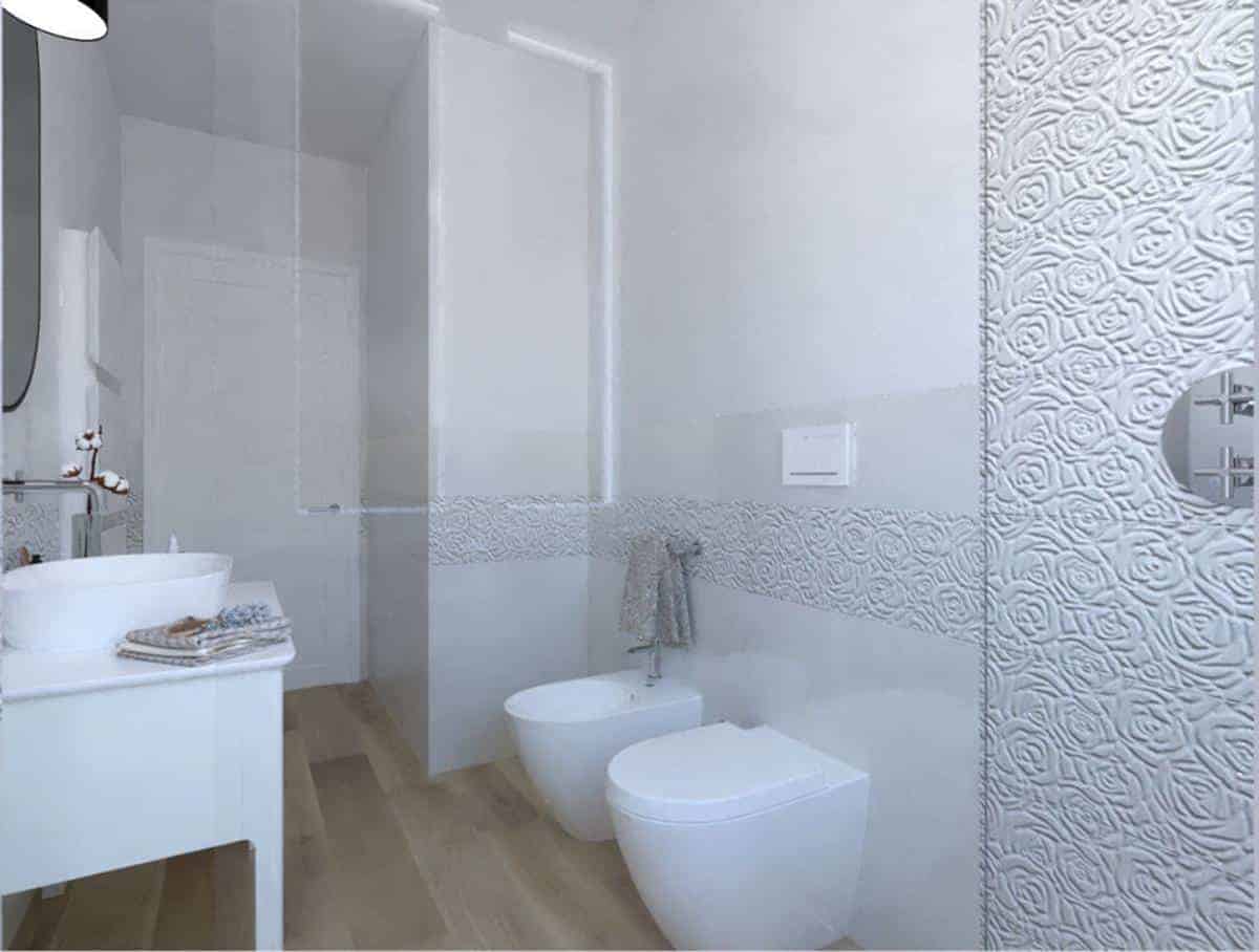 Baie cu gresei si faianta alba 