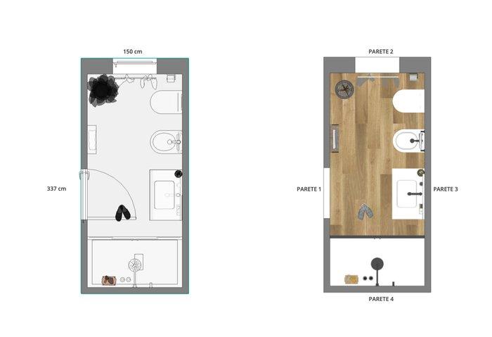 Schita baie moderna cu gresie si faianta 