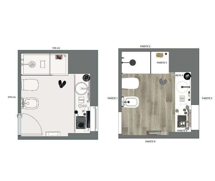 Schita baie moderna cu gresie si faianta 