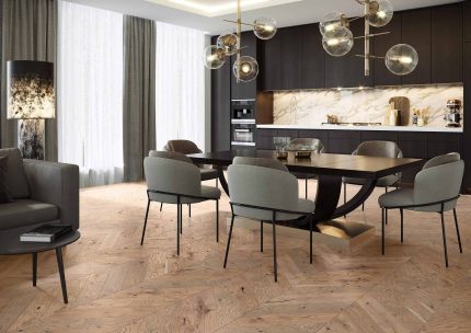 Parchet din lemn stratificat tip Chevron