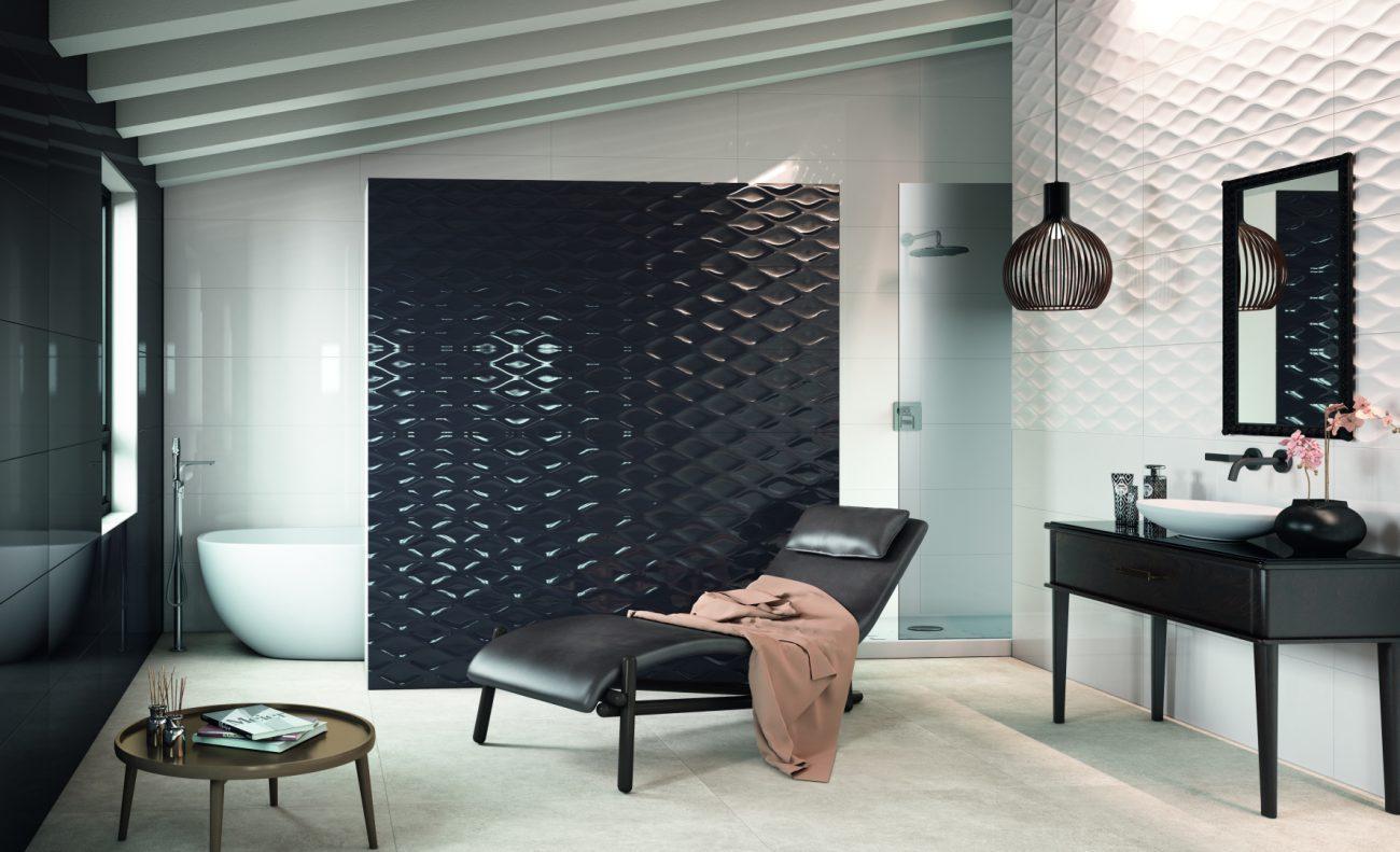 Faianta Lucioasa Baie Alb/Negru CHIC