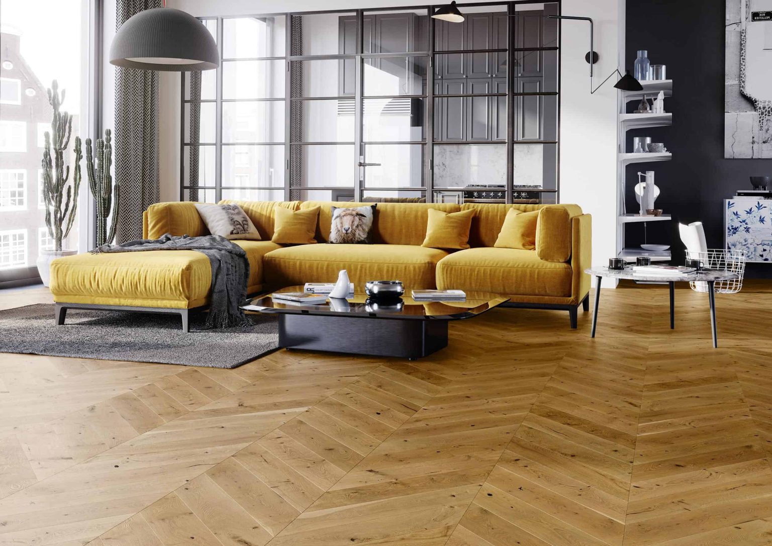 Parchet din lemn stratificat tip Chevron