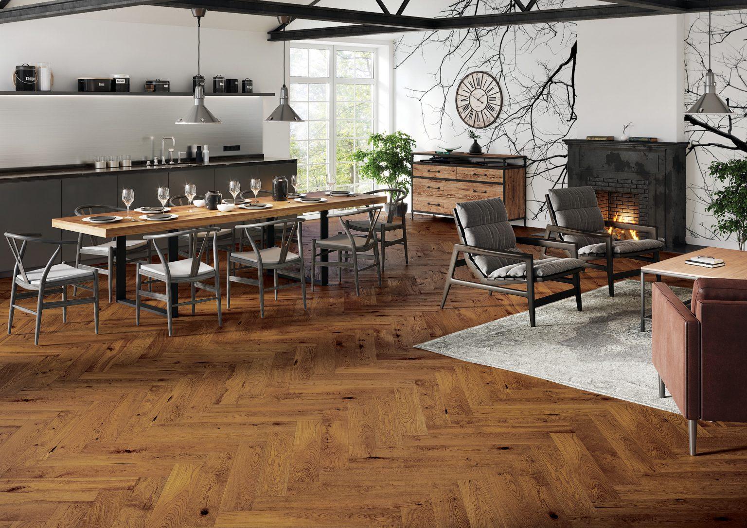 Parchet din lemn stratificat Herringbone Dark