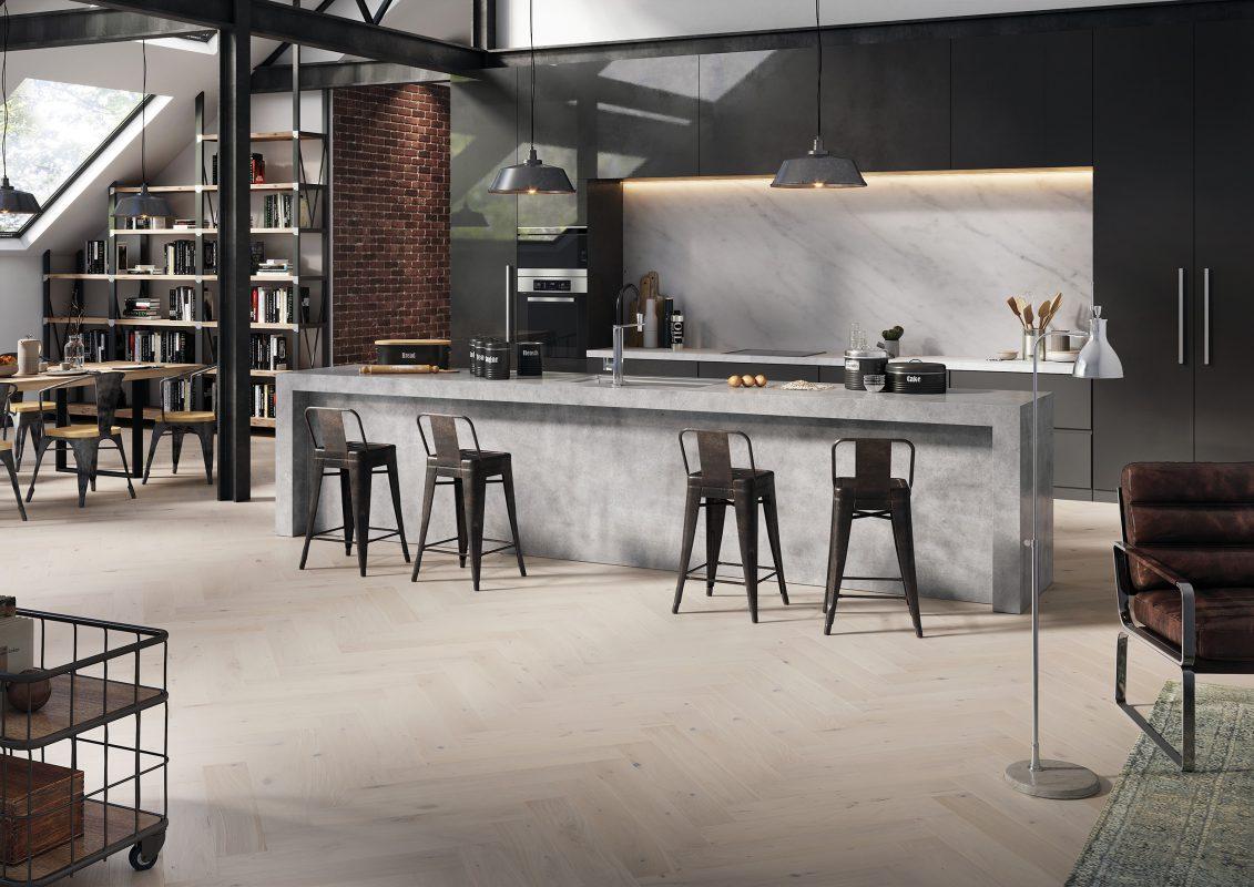 Parchet din lemn stratificat tip Herringbone Light