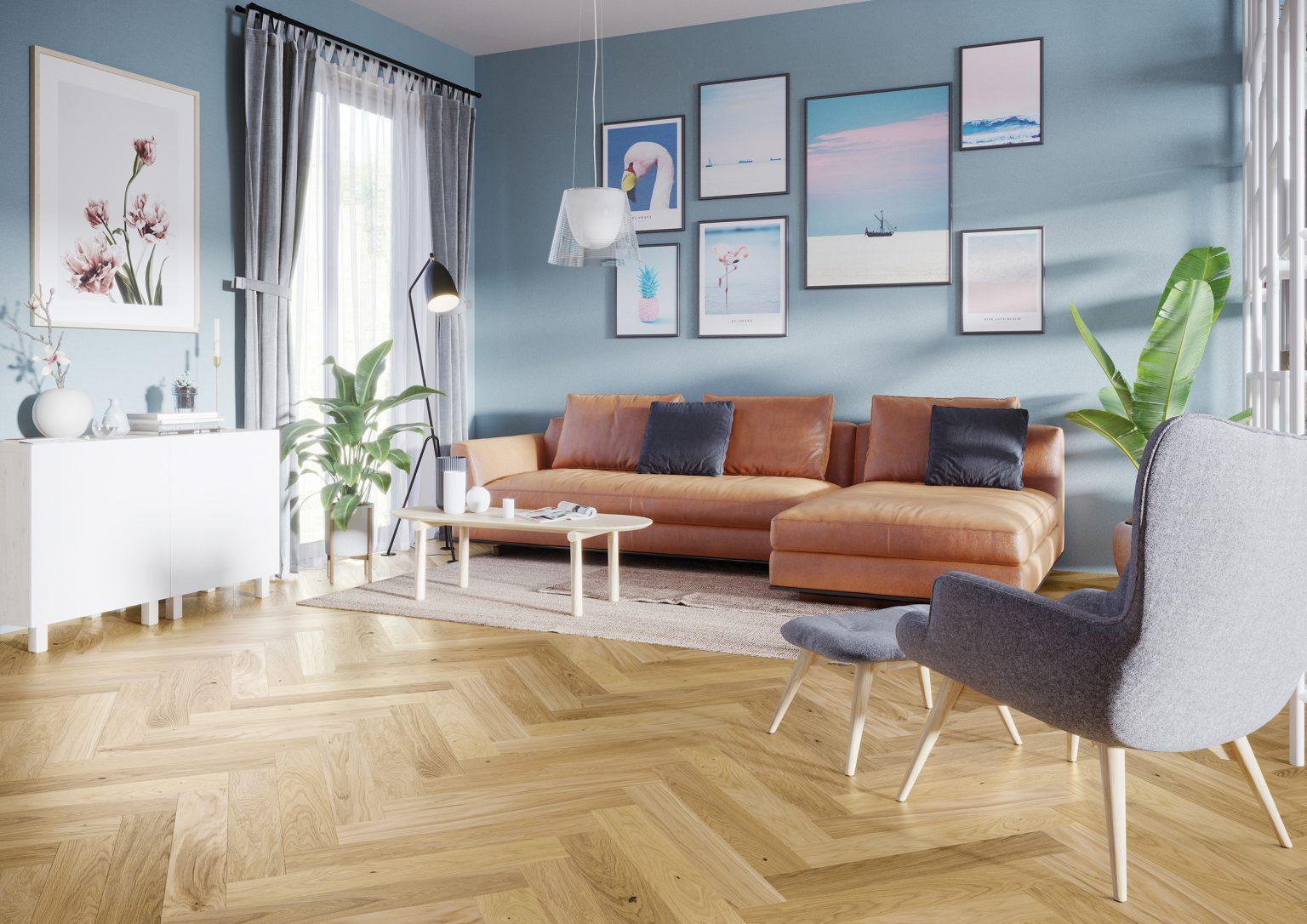 Parchet din lemn stratificat tip Herringbone Light