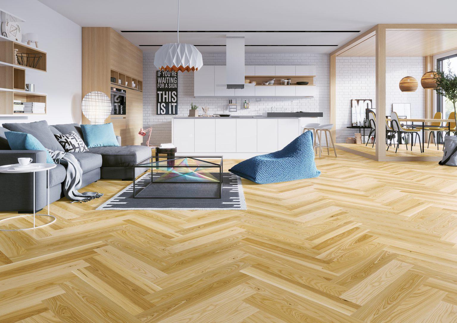 Parchet din lemn stratificat tip Herringbone Light