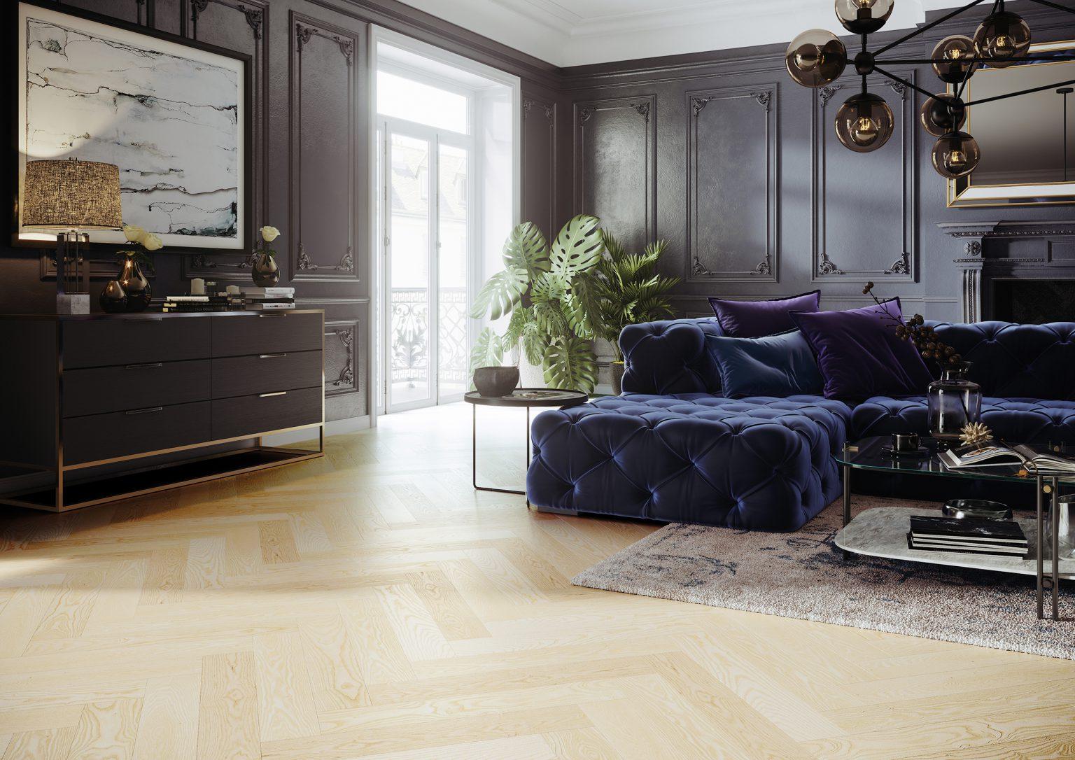 Parchet din lemn stratificat tip Herringbone Light
