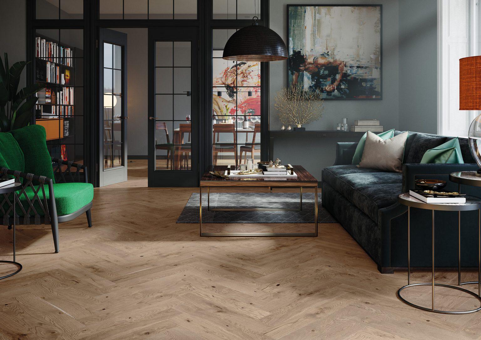 Parchet din lemn stratificat Herringbone Dark