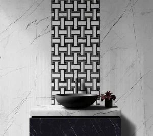 Gresie Interior Marquina Alb Negru - imagine 2