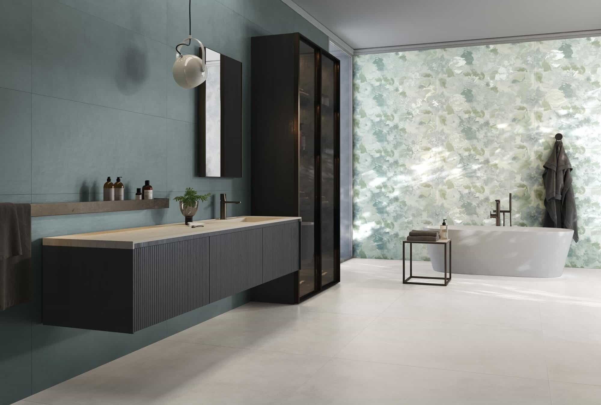 Baie-moderna-amenajata-cu-gresie-si-faianta-colectie-SUPERGRES_Your match_culoare-verde-deschis-Gada-Ceramic Faianta Your Match - imagine 1