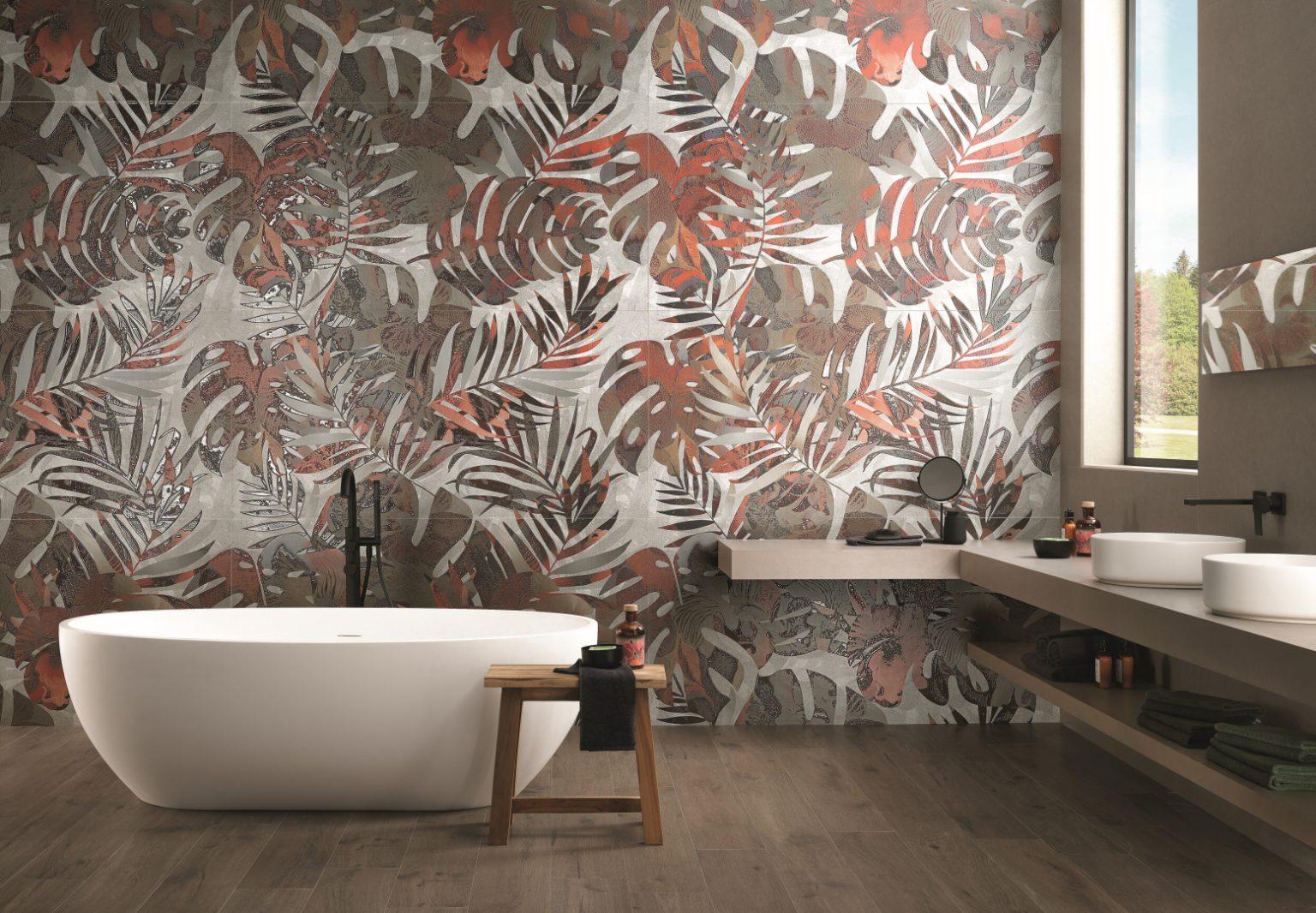 Baie cu Faianta Decorata Murals si Gresie tip Parchet