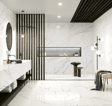 Baie cu Gresie Marquina Alb Negru EK
