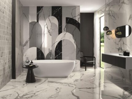 Baie moderna cu gresie si faianta lucioasa Colectia Fap Roma Gold