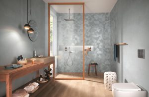 Baie cu Faianta 25x75 cm Matt&More si Gresie tip Parchet