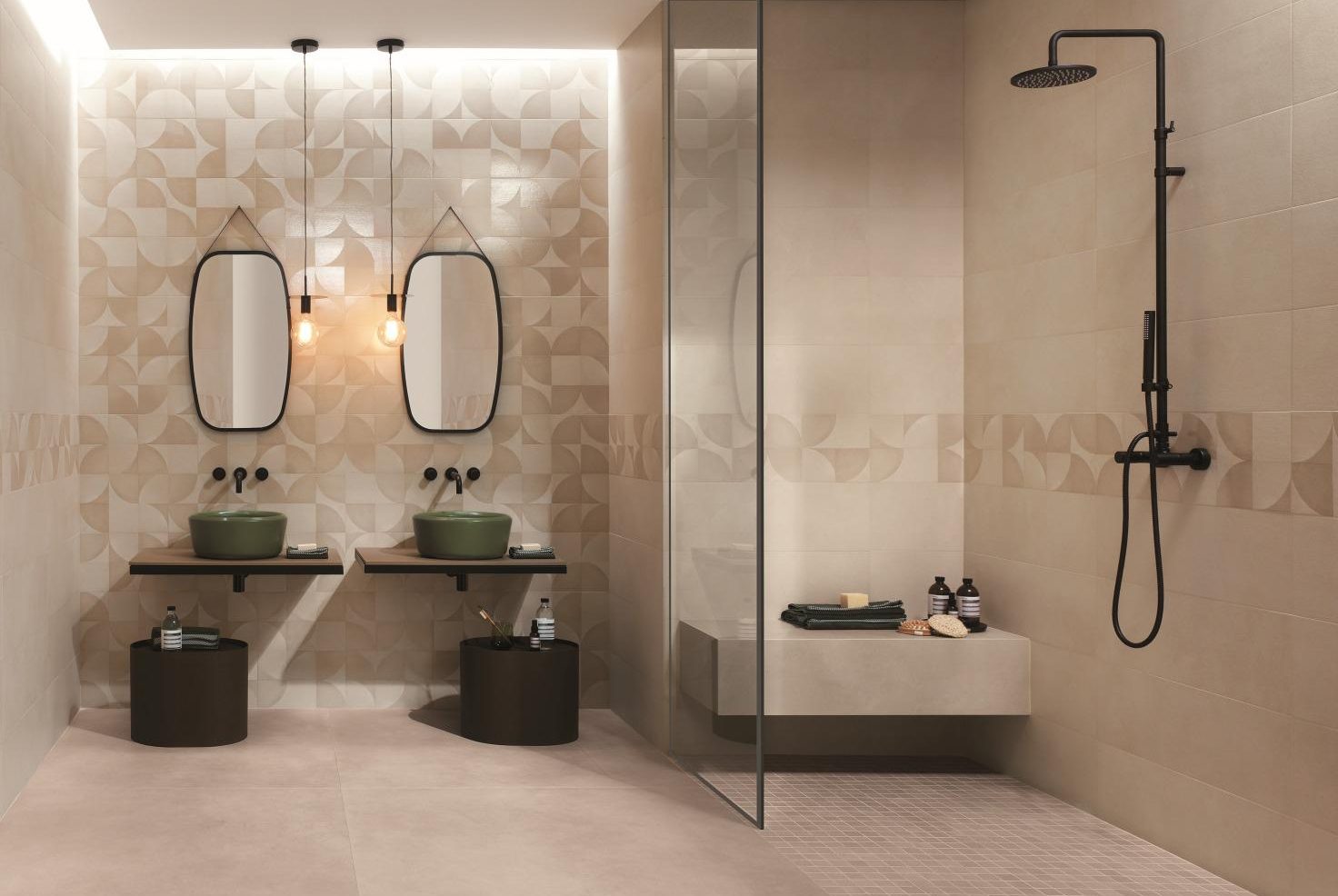 Baie Moderna cu Faianta si Decor Bej MattMore