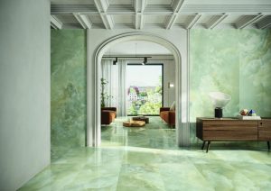 Living cu Gresie Portelanata tip Onix Verde