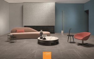 Perete Living cu Faianta Albastra Bloom