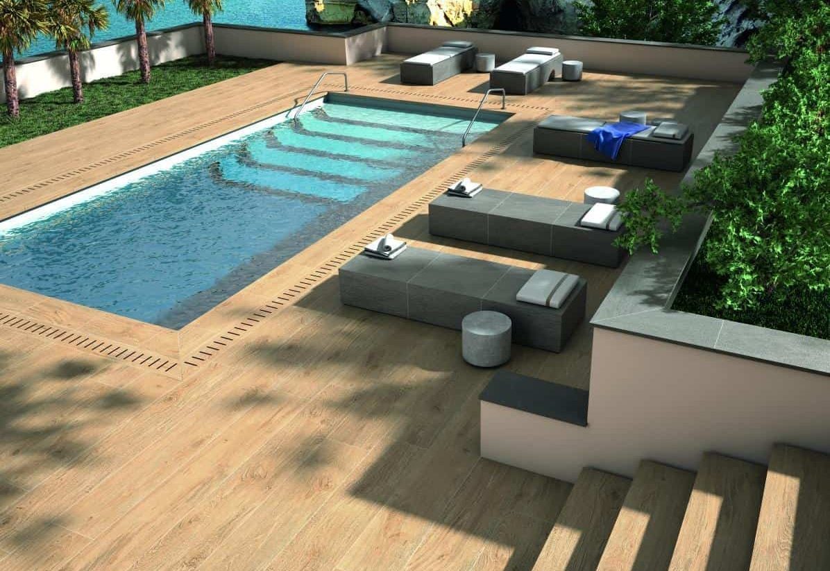 Terasă Piscină cu Gresie Porțelanată Artwood