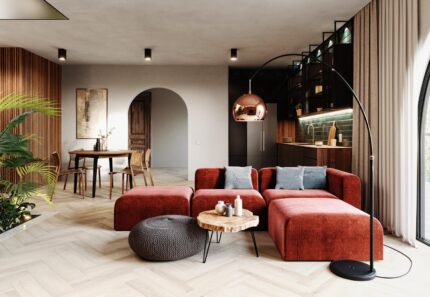 Parchet SPC Preston Herringbone Arbiton Wood amenajare living modern detaliu