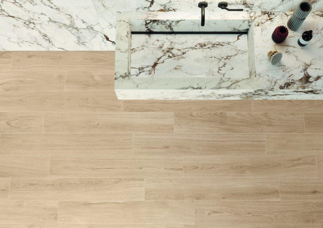 Baie cu Gresie tip Parchet Lineo