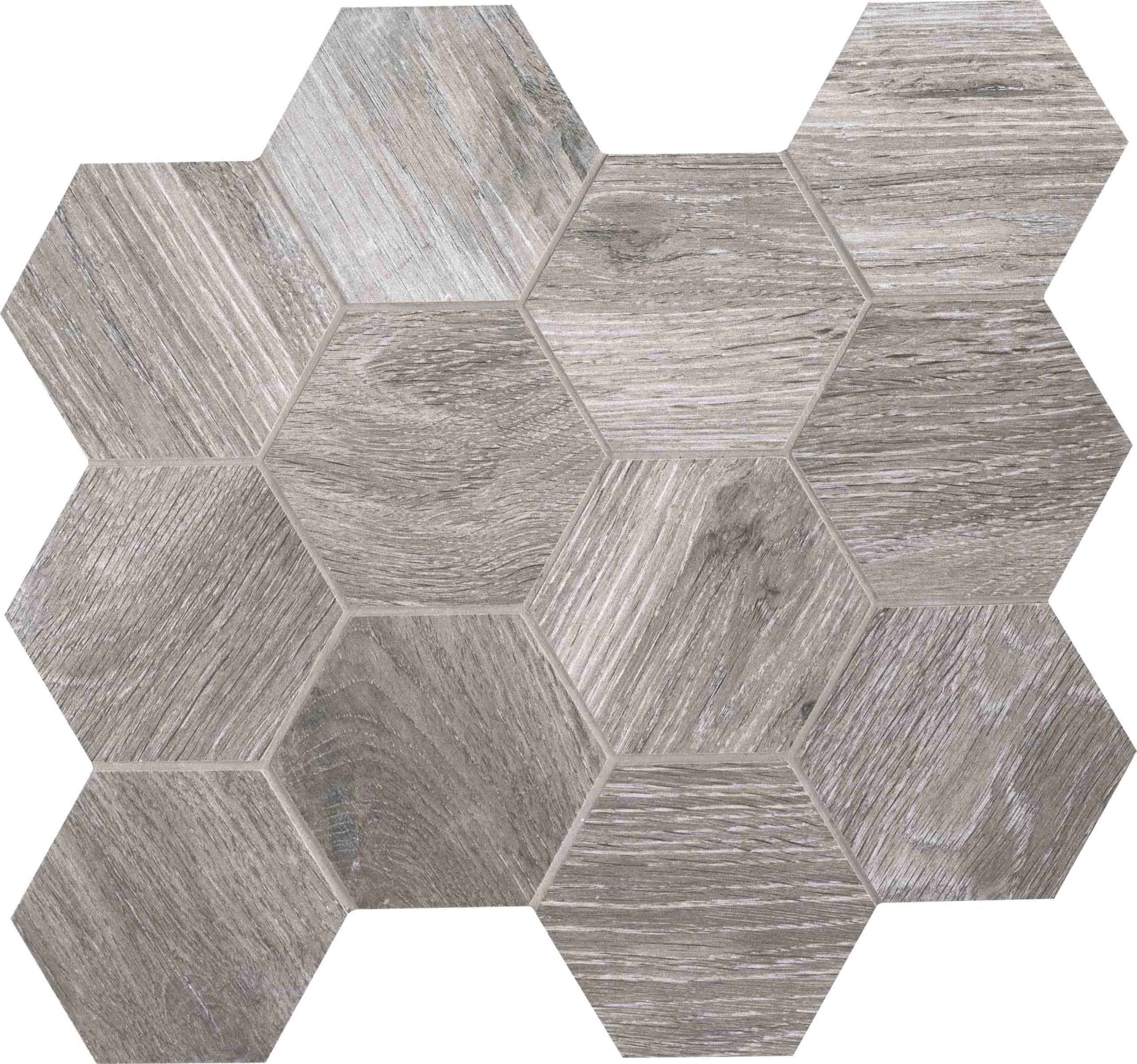 Placa hexagonala din gresie aspect-lemn-gri-deschis