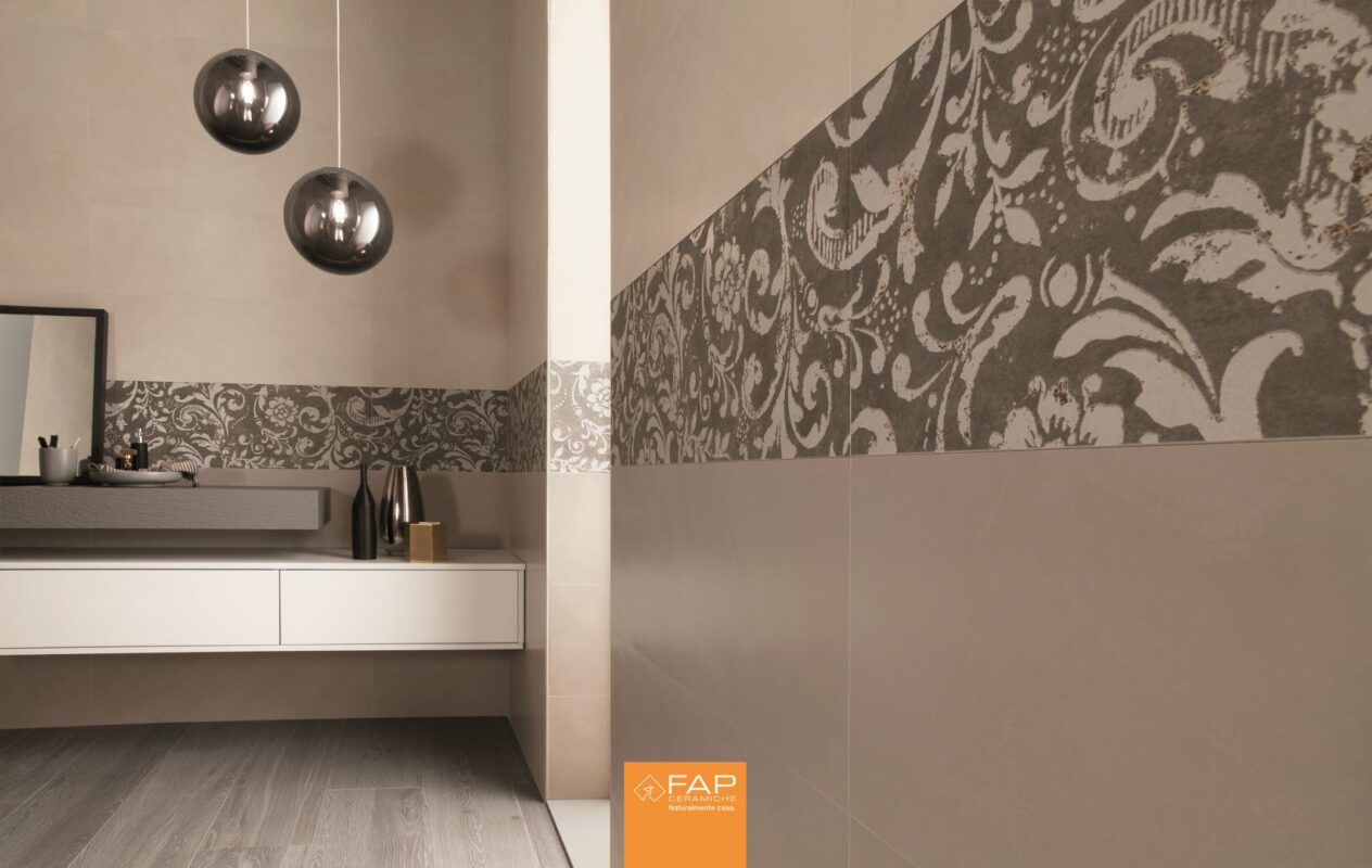 Baie Mare cu Faianta si Decor Colornow Tortora