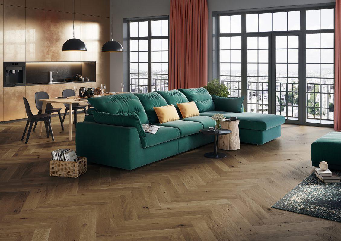 Parchet Triplustratificat Stejar Herringbone Toffee
