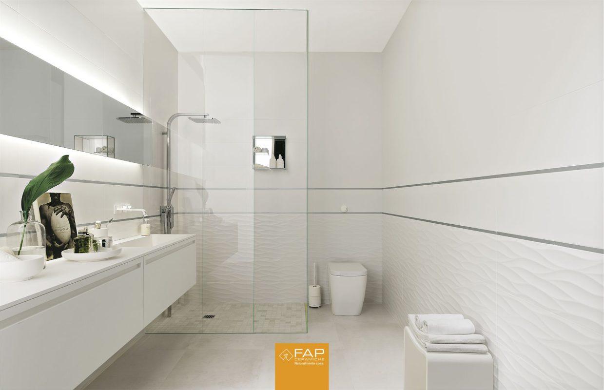 Baie cu Faianta Alba Mata 25x75 cm Lumina