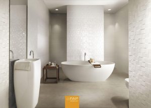 Faianta Alba Mata 3D Lumina Square Gloss amenajare baie moderna