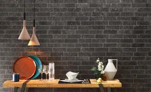 Bucatarie cu Gresie placa mica Kingstone Black