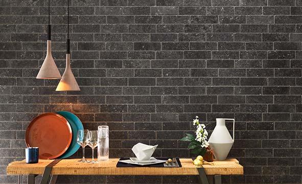 Bucatarie cu Gresie placa mica Kingstone Black