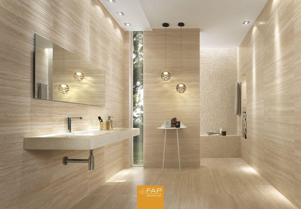 Model Baie cu Faianta tip Travertin Roma