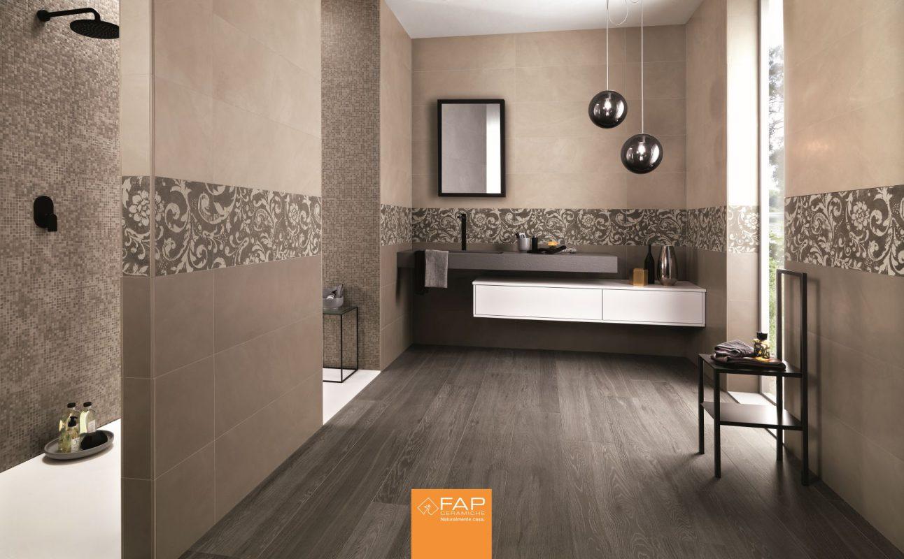 Baie Mare cu Faianta si Decor Colornow Tortora