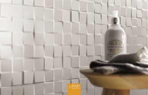 Baie cu Faianta Alba Mata 3D si Gresie tip Parchet - imagine 2