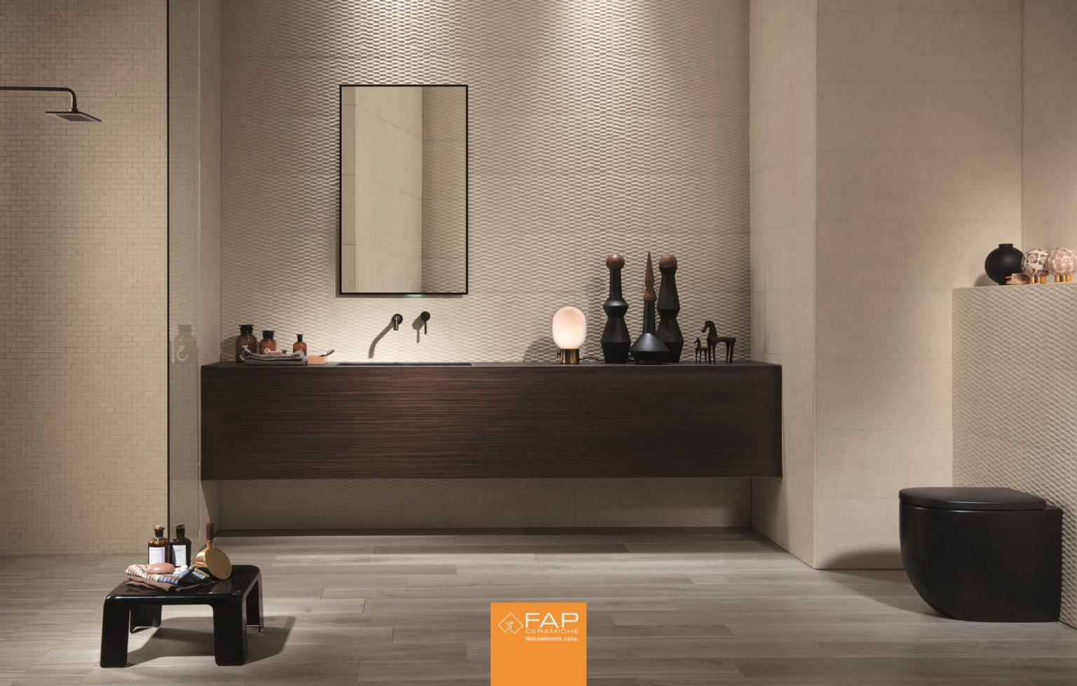 Baie Modernă cu Faianță 3D Lumina Stone