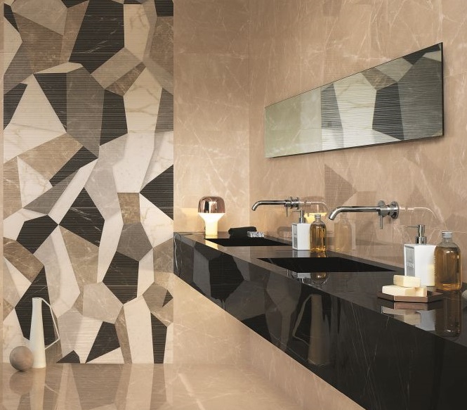 Faianta tip Marmura si Decor Caleido Roma Diamond Baie