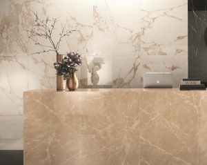 Gresie Lucioasa tip Marmura Calacatta/Nero - imagine 2