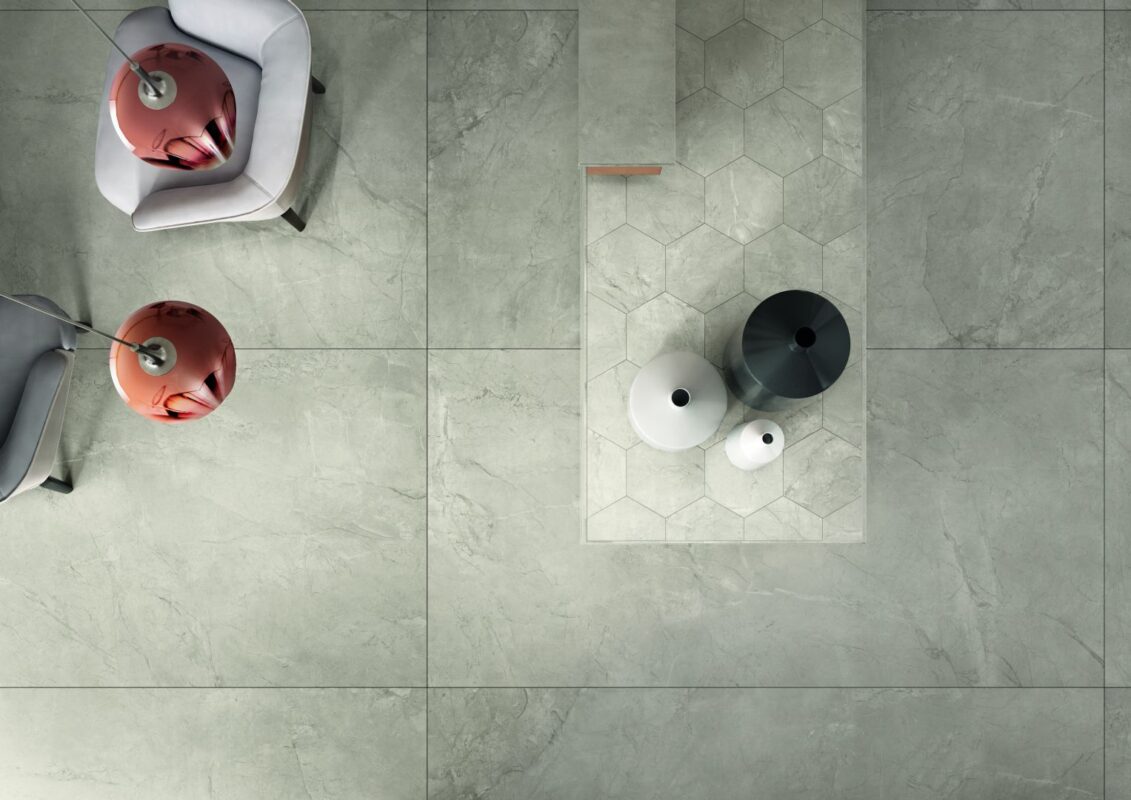 Pardoseala cu Gresie Portelanata tip Marmura Elements S.Grey