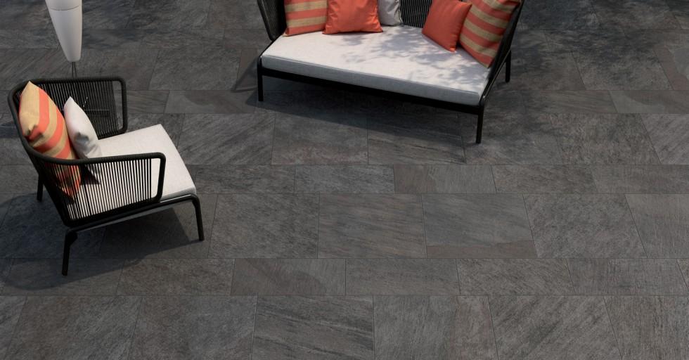 Gresie Neagra Exterior Percorsi Quartz