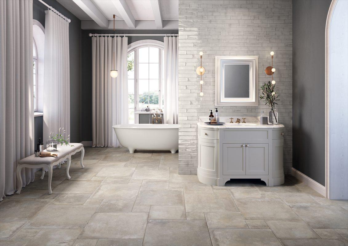 Baie cu gresie portelanata Cotto del Casale