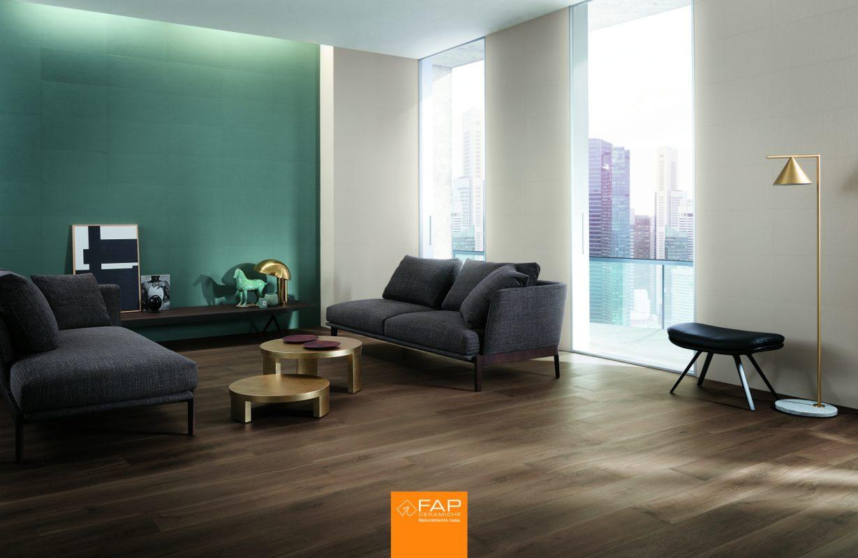 Living cu Gresie tip Parchet Nest Brown